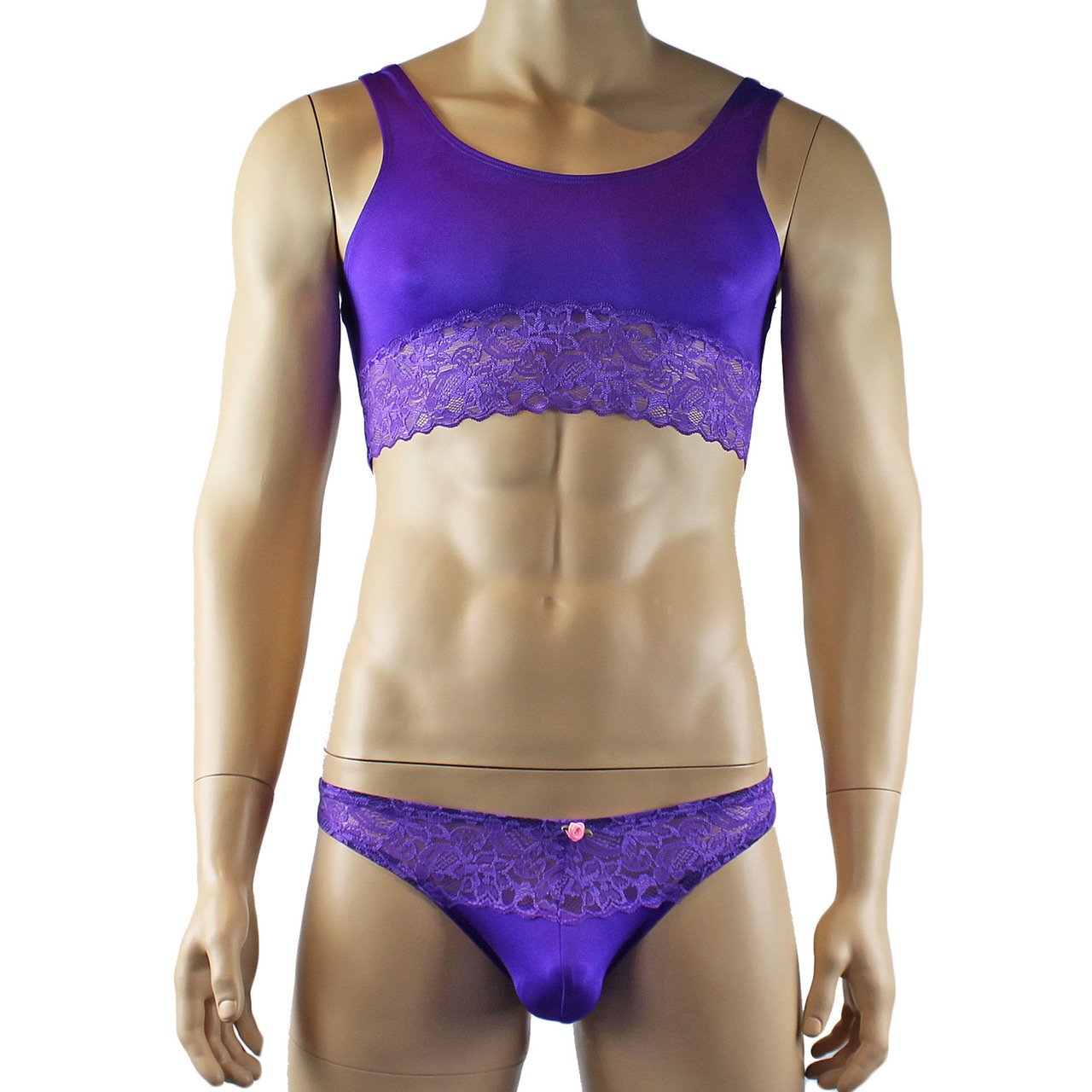 Male Lingerie Bra Camisole Top with Capri Bikini (purple plus other colours)