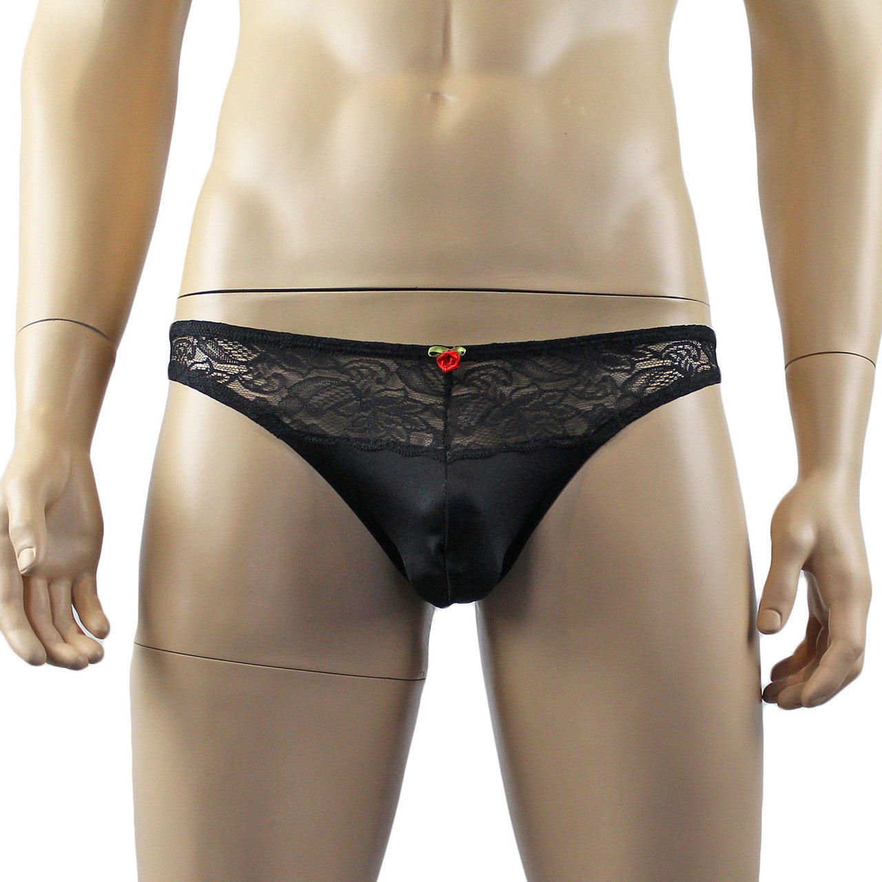 Mens Lingerie Stretch Lycra Capri Bikini with Lace (black plus other colours)