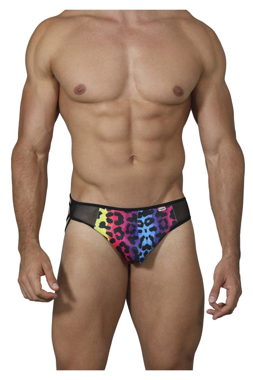 SALE - Mens Pikante Compatibility Ruched Printed Briefs Black Multi Coloured