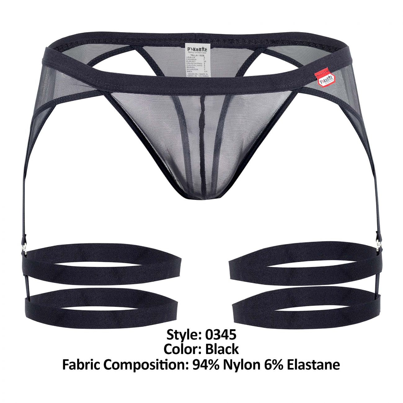 Pikante 0345 Rebel Garter Thongs Black