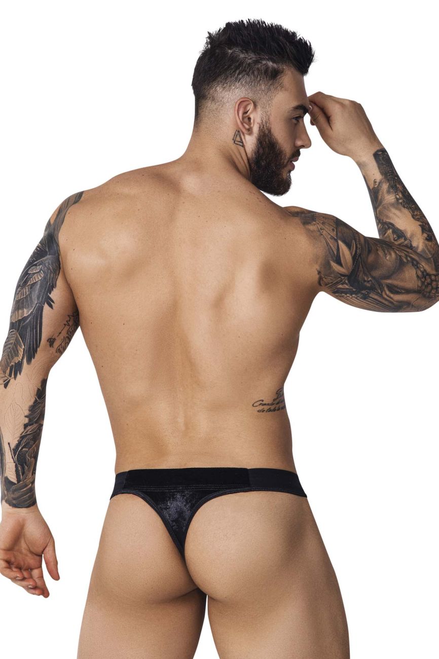 Pikante 1099 Clandestine Velvet Thongs Black