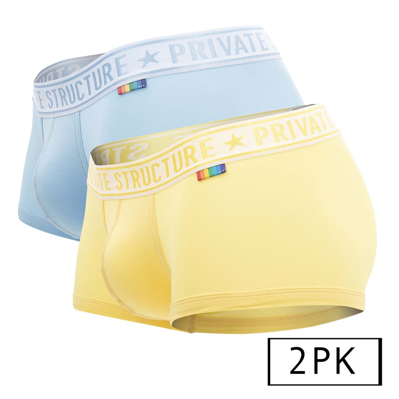 Private Structure EPUT4386 2PK Mid Waist Trunks Yellow and Blue