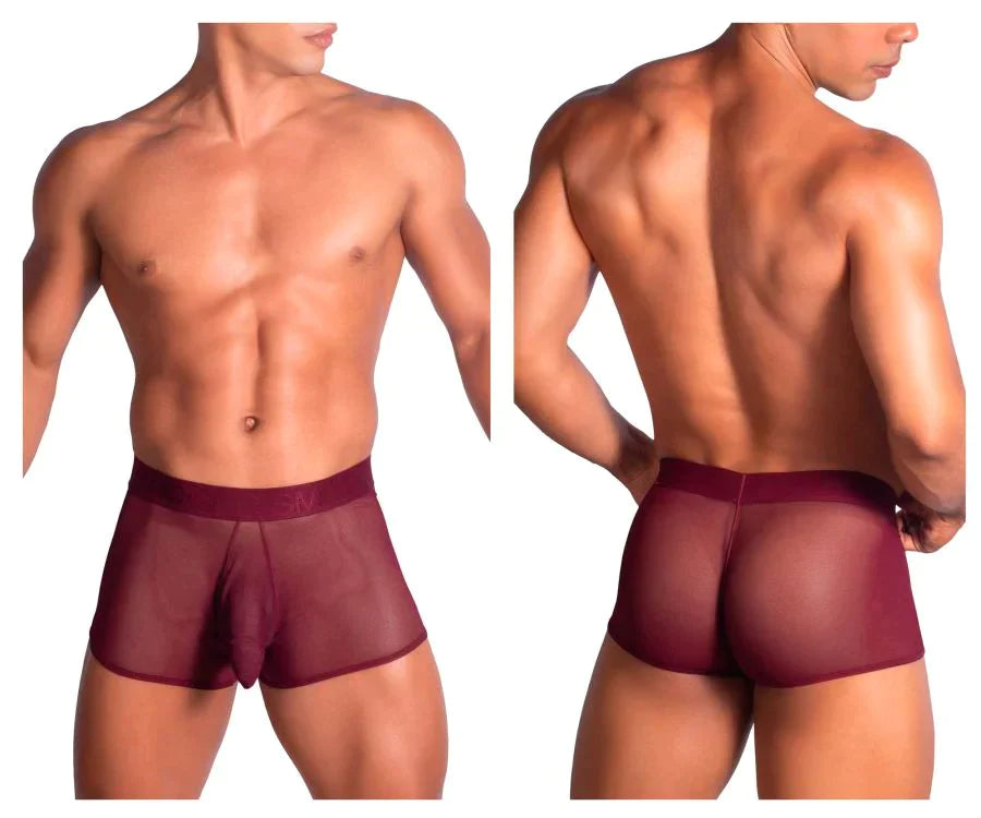 Roger Smuth RS072 Revealing Shaft Boxer Briefs Trunks Burgundy