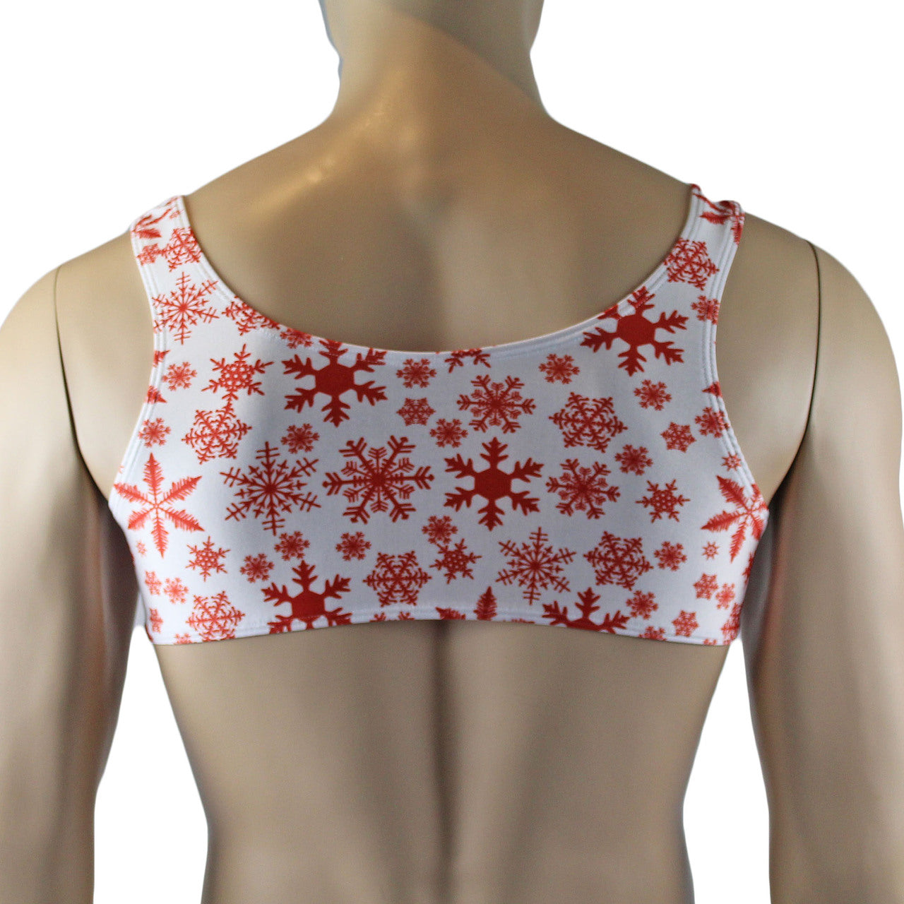 Mens Lingerie Snowflake Bra Top & Low Cut Bikini Brief Red and White