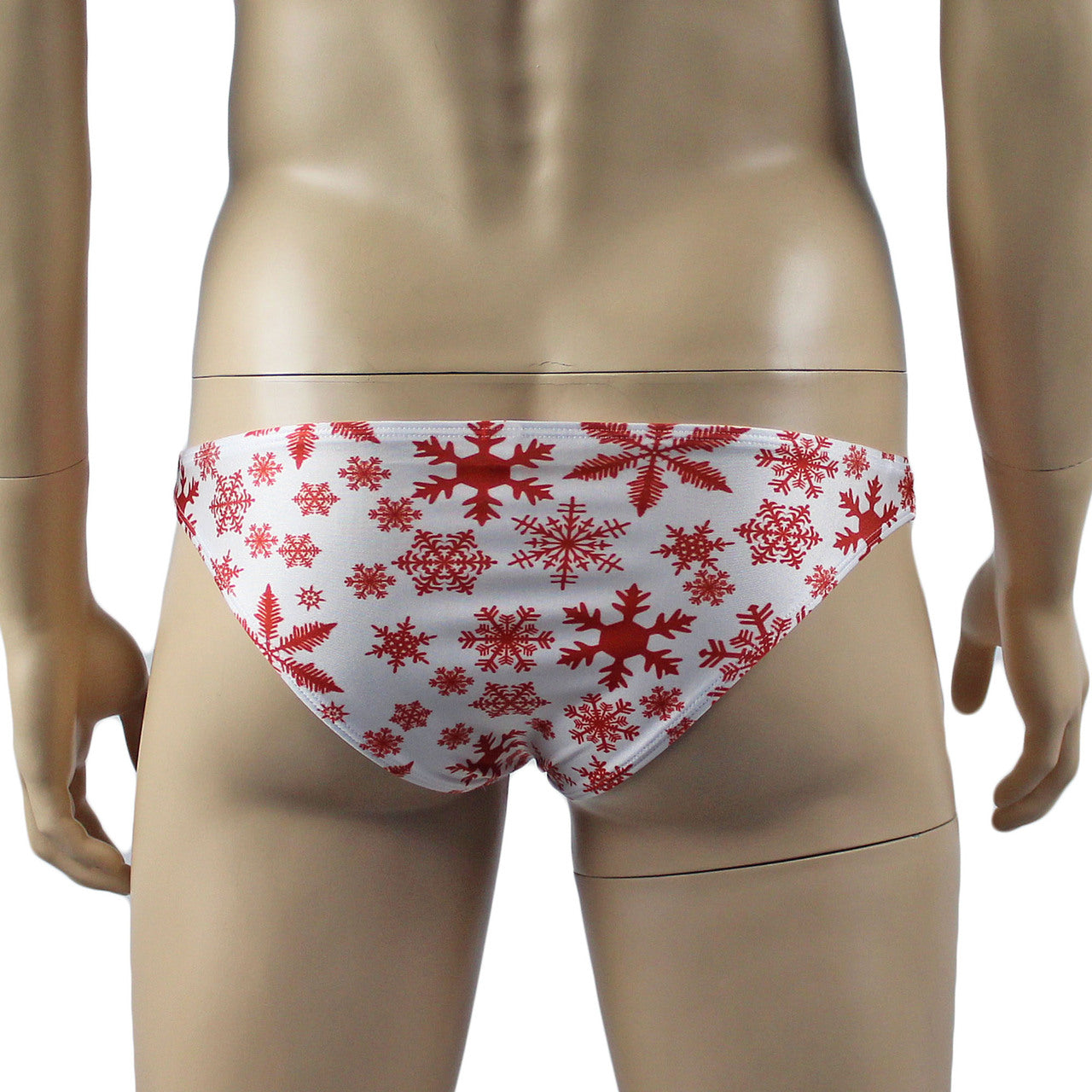 Mens Lingerie Snowflake Bra Top & Low Cut Bikini Brief Red and White