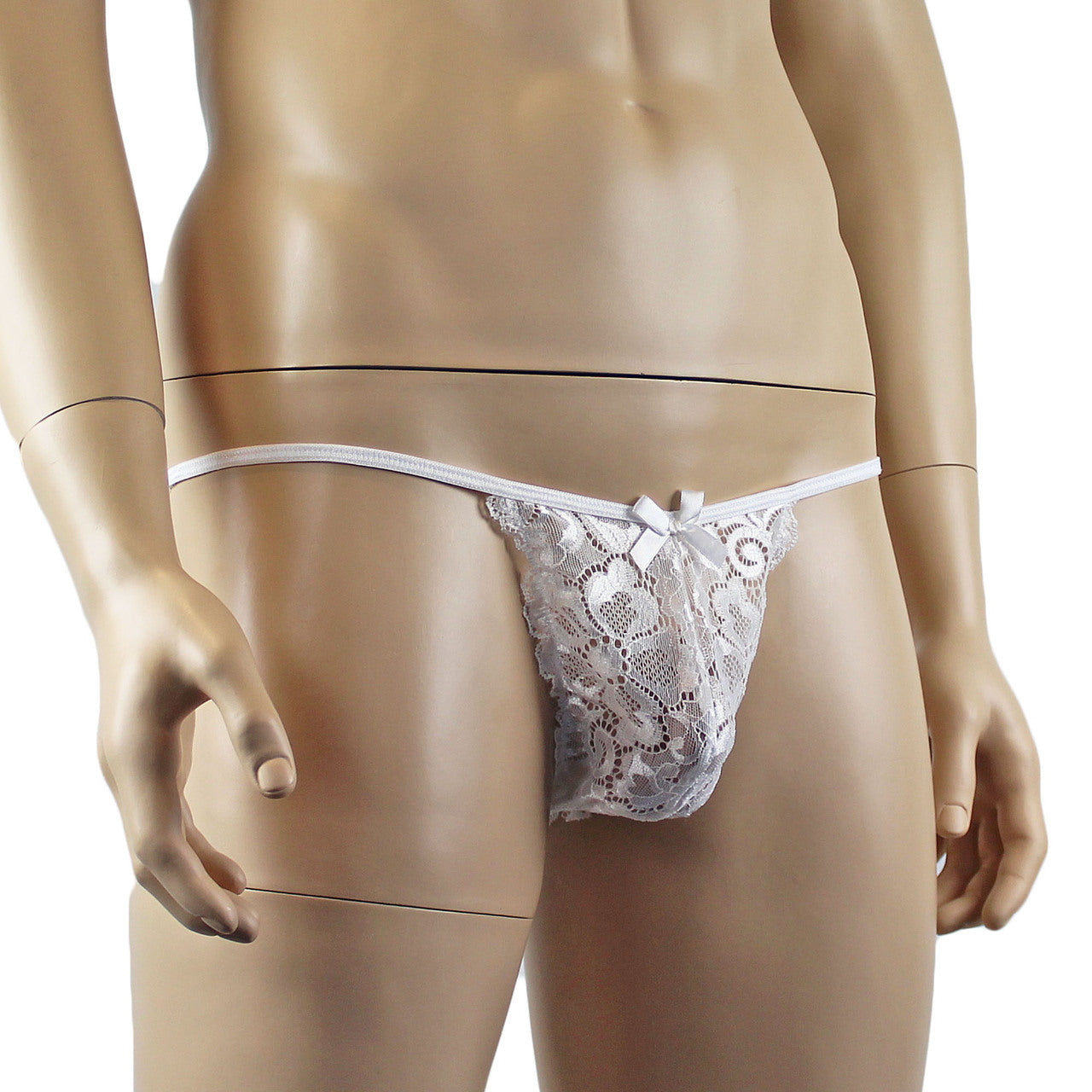 Mens Shiny Lace Bikini Brief Panty (white plus other colours)