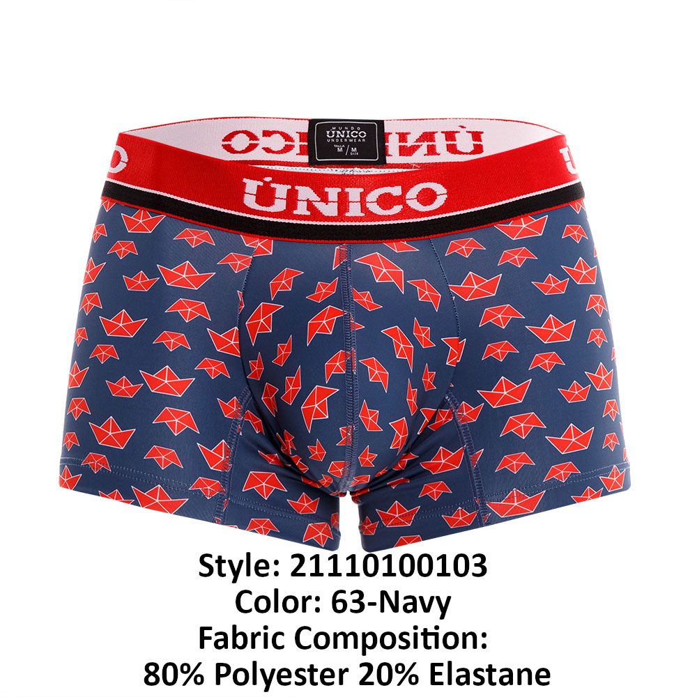 Unico 21110100103 Paper Ship Trunks Navy Printed