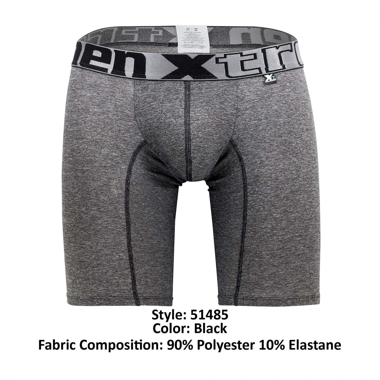 Xtremen 51485 Microfiber Athletic Boxer Briefs Black