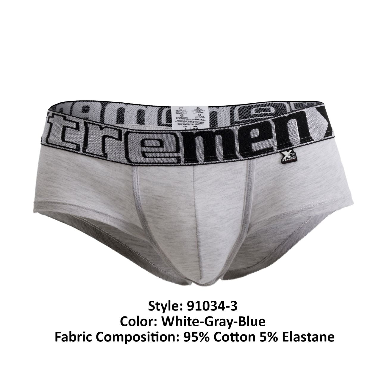 Xtremen 91034-3 3PK Trunks White-Gray-Blue