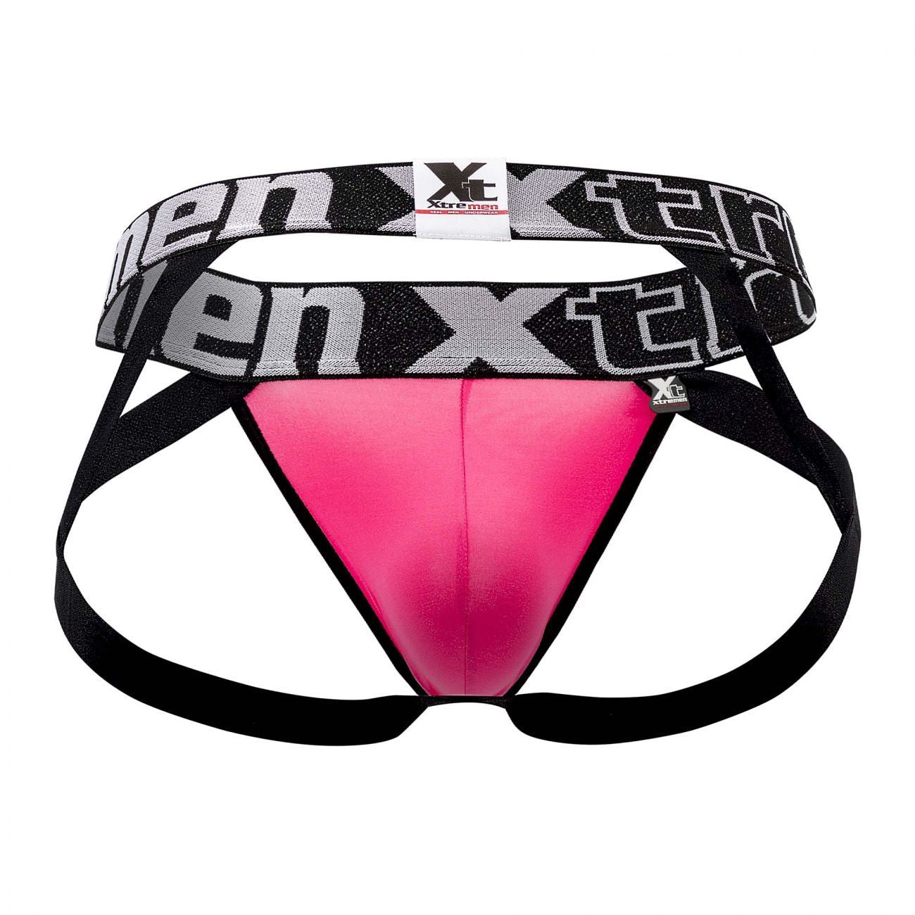 Xtremen 91054-3 Double Strap Jockstrap Fuchsia-Petrol-Fuchsia