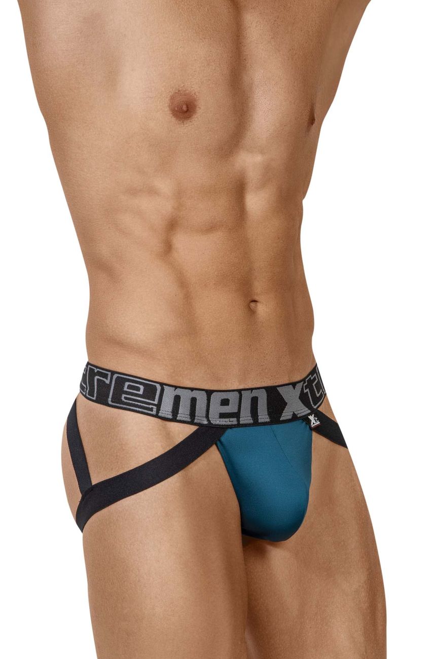 Xtremen 91054-3 Double Strap Jockstrap Fuchsia-Petrol-Fuchsia