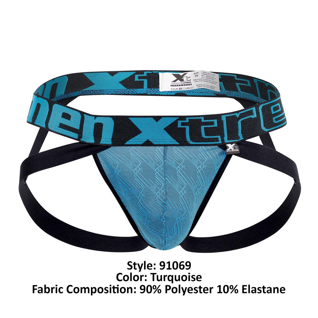 Xtremen 91069 Microfiber Jacquard Jockstrap Turquoise