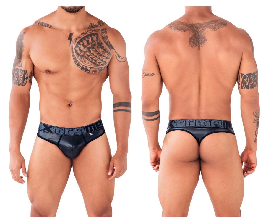 Xtremen 91113 Faux Leather Thongs Black