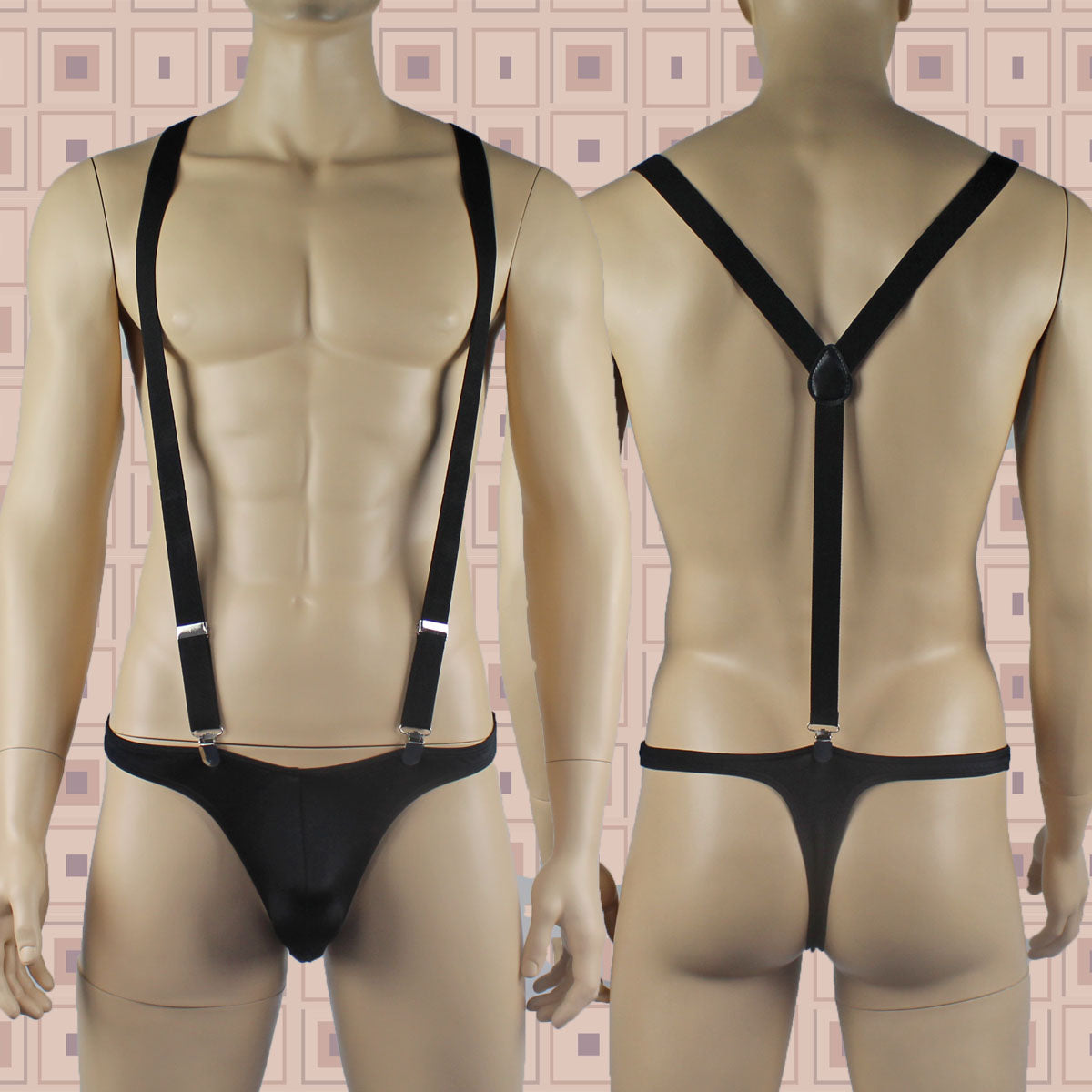 SALE - Stretch Elastic Clip on Suspender Braces Black