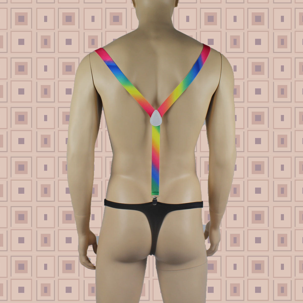 SALE - Stretch Elastic Clip on Suspender Braces Tie Dye Rainbow