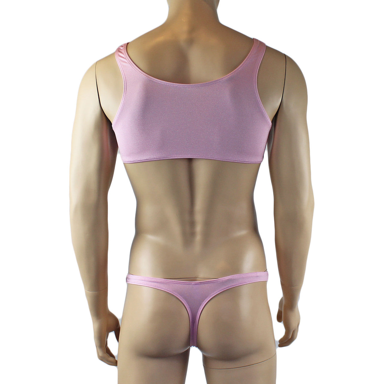 Male Stretch Lycra Bra Top & Matching Thong with Bow