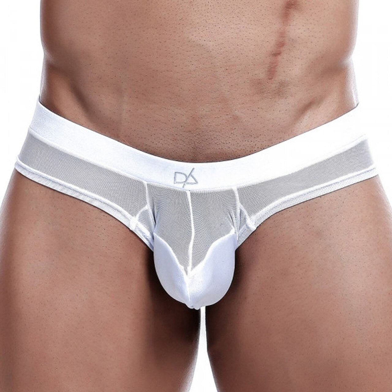 Mens See Through Mesh Micro Thong White