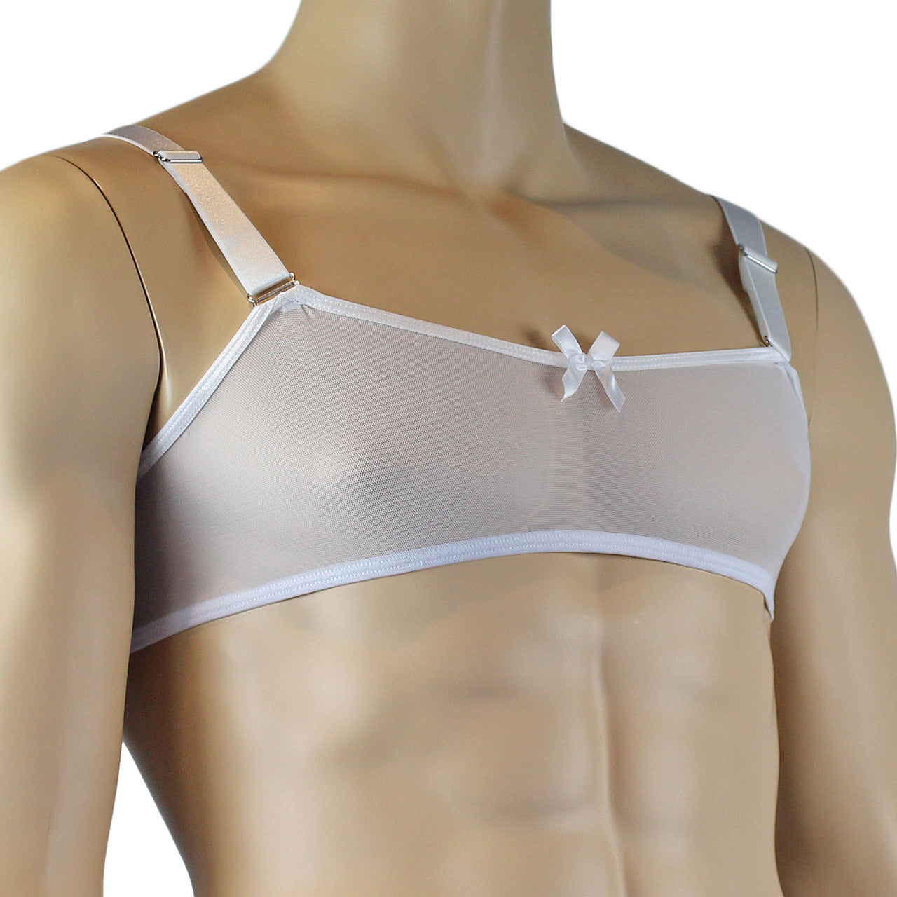 Mens Exotic Sheer Mesh Bra Top (white plus other colours)