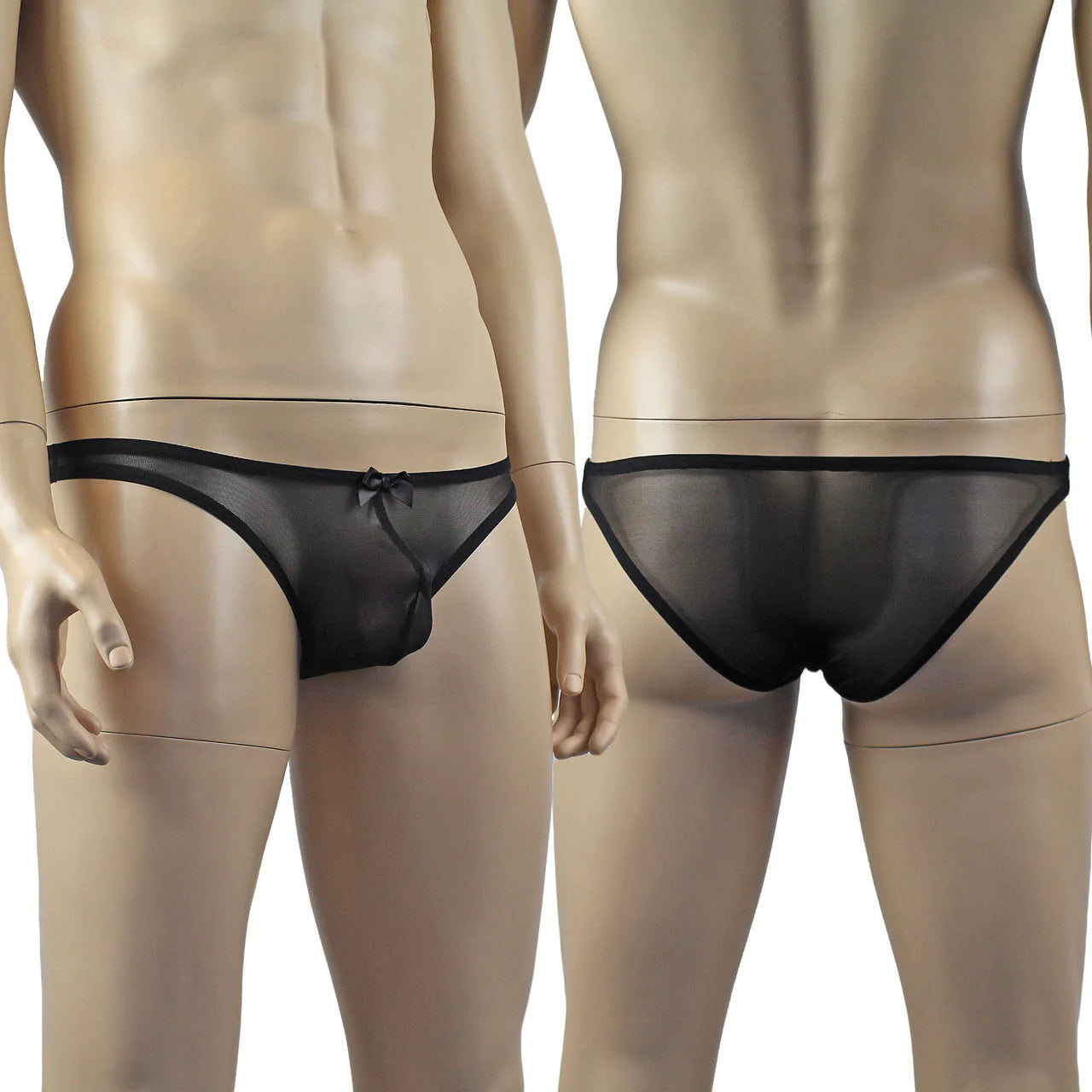 SALE - Mens Exotic Sheer Mesh Brief with Bow Front Black
