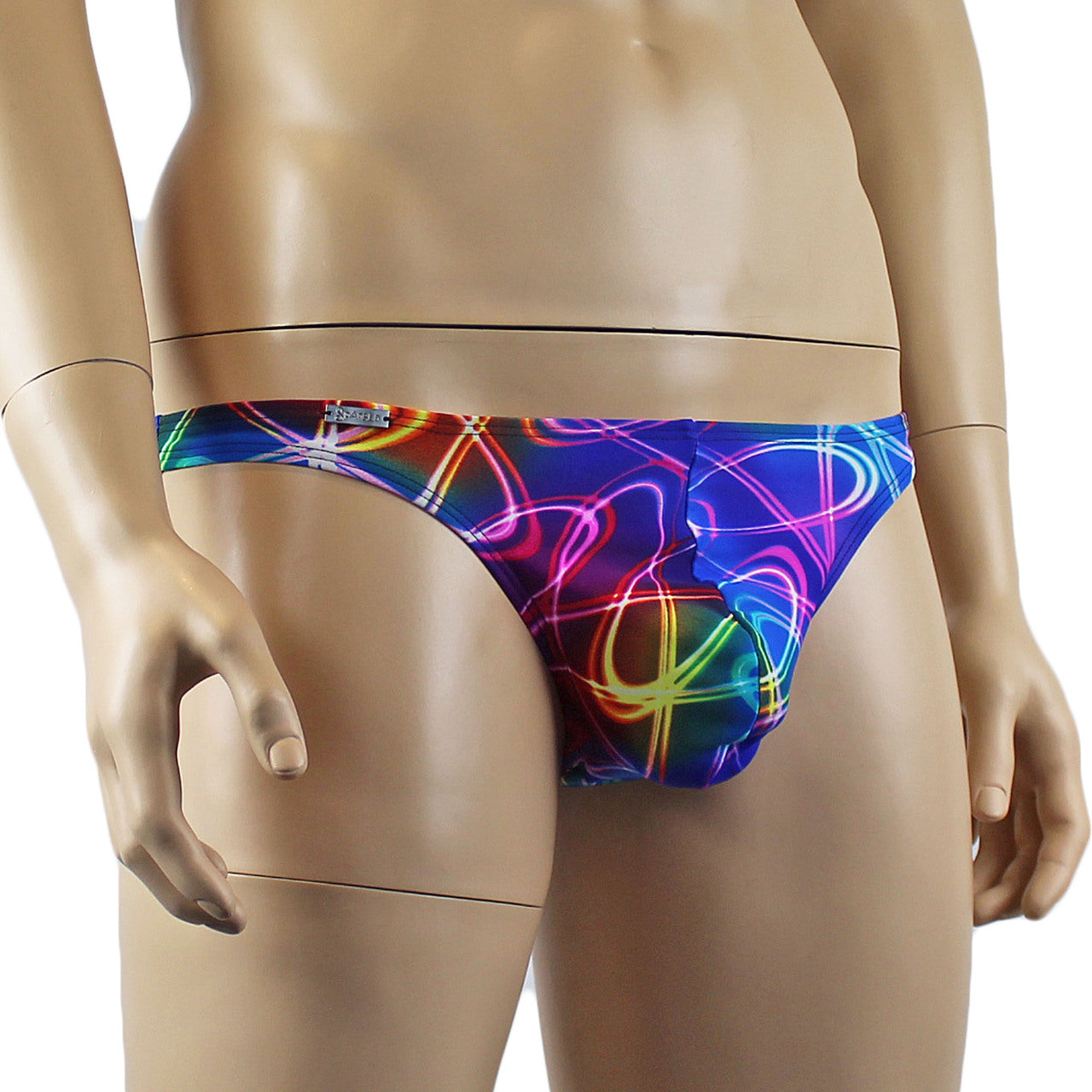 Mens Festival Disc Lights Mini Low Rise Party Thong Underwear Multicoloured