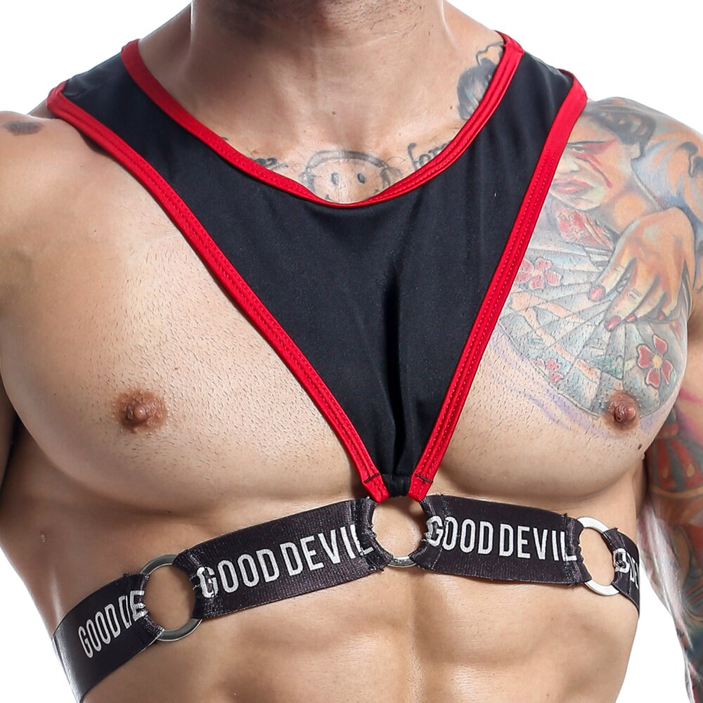 Mens Good Devil V Front Harness Black