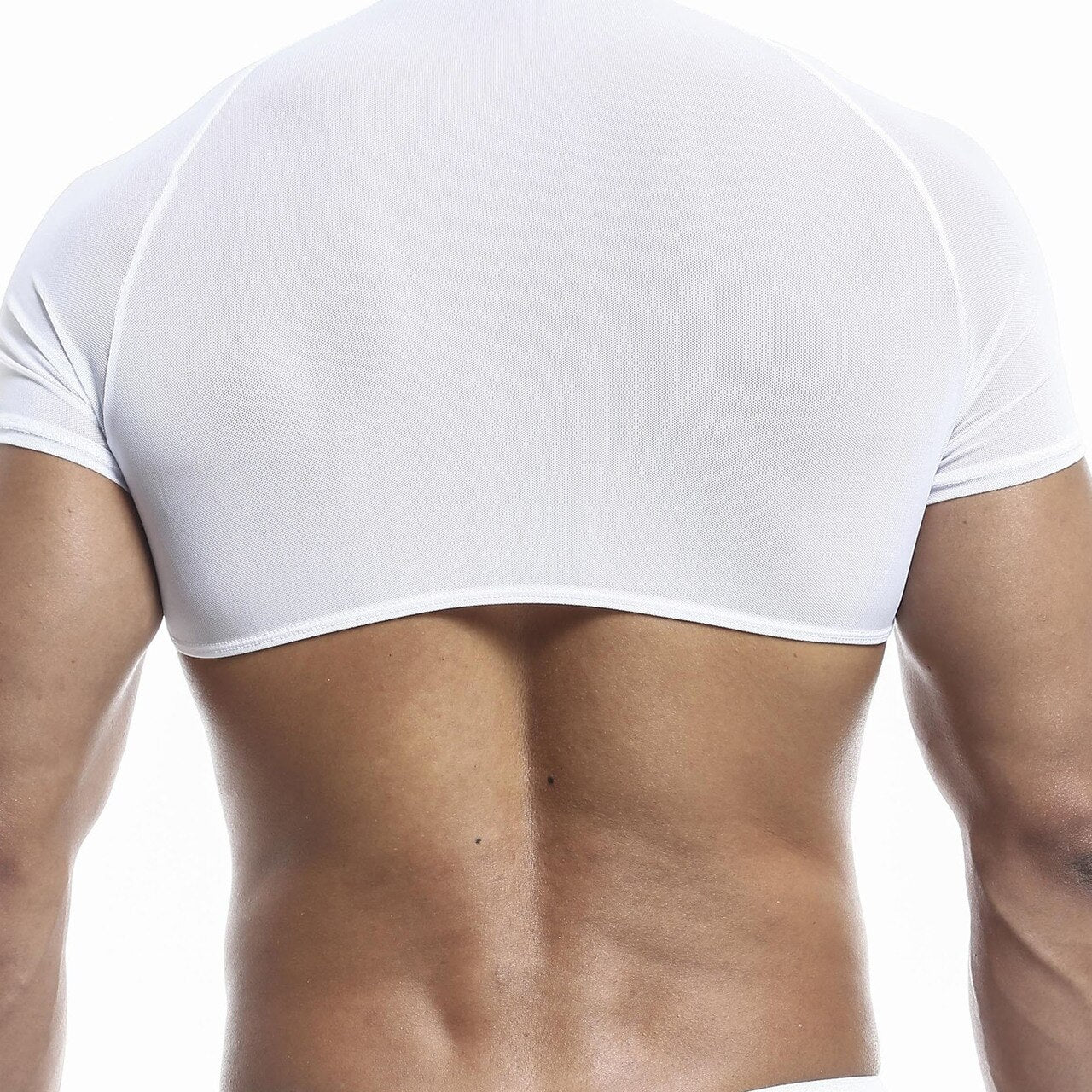 SALE - Mens Joe Snyder Stretch Mesh Posing Top with Cap Sleeves White