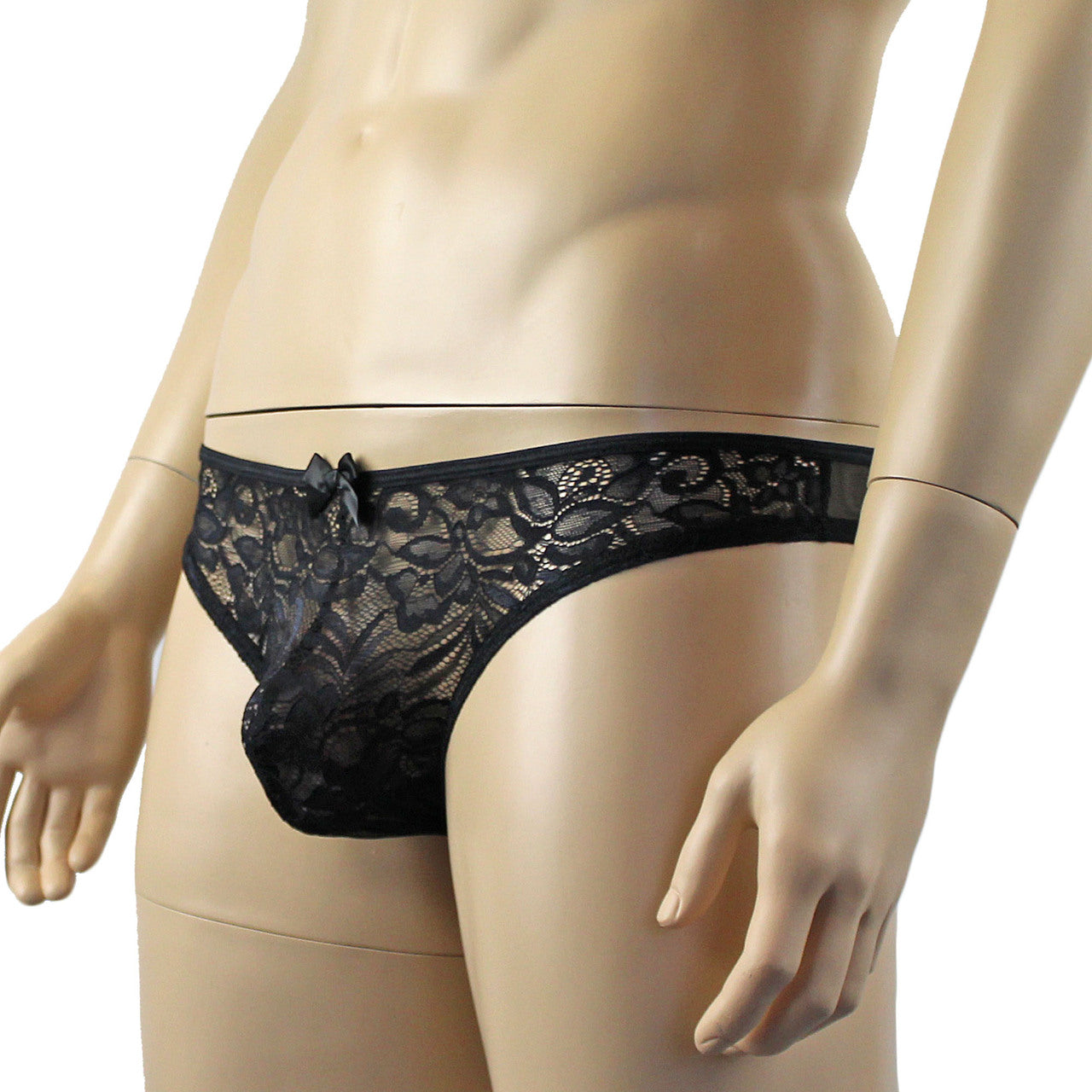 Mens Lace OPEN BACK Capri Brief, Male Panties (black plus other colours)
