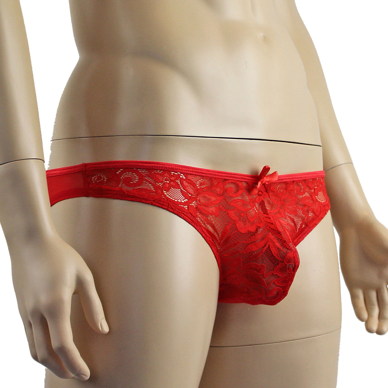 Mens Lace OPEN BACK Capri Brief, Male Panties (red plus other colours)