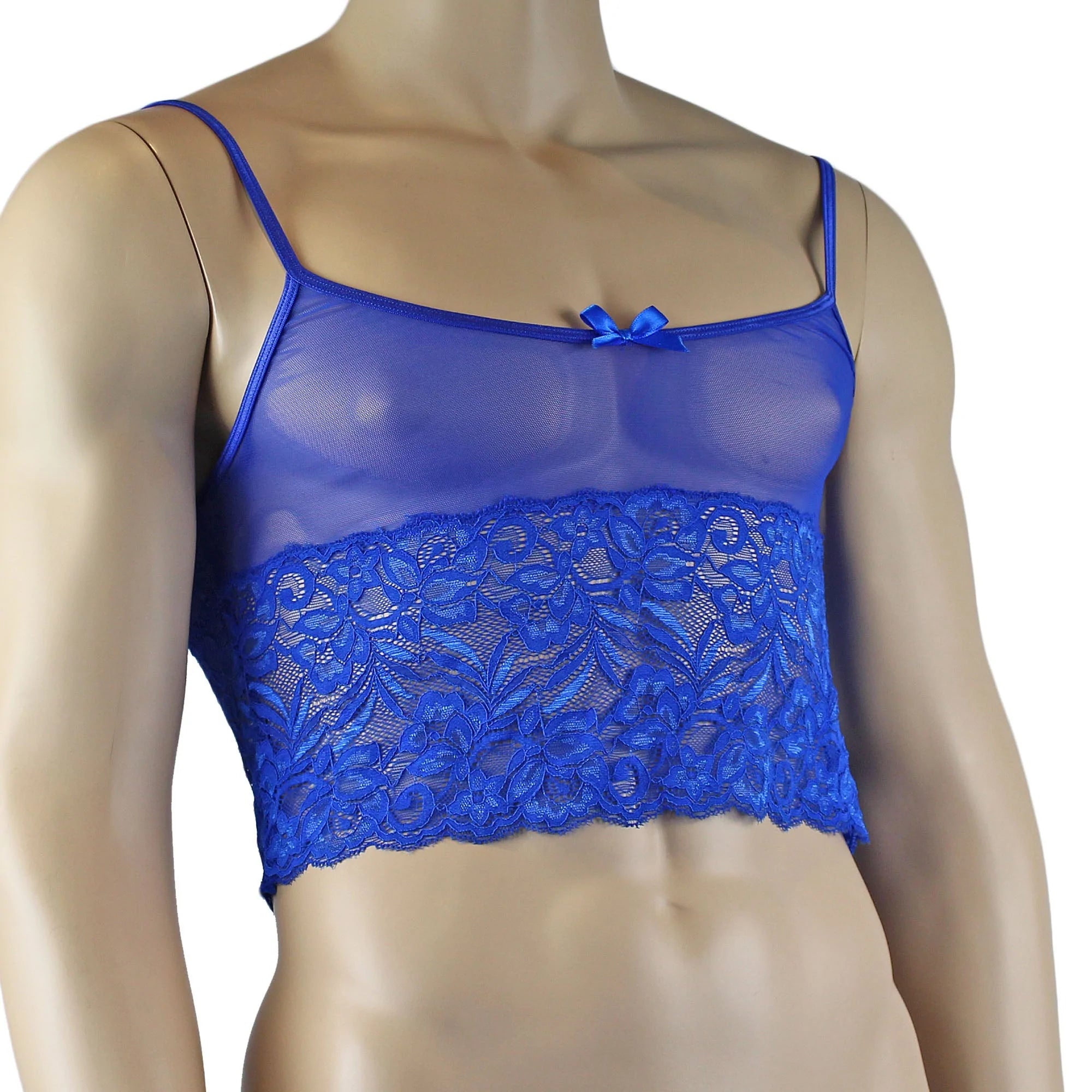 SALE - Mens Kristy Sexy Lace Camisole Top Male Lingerie Blue