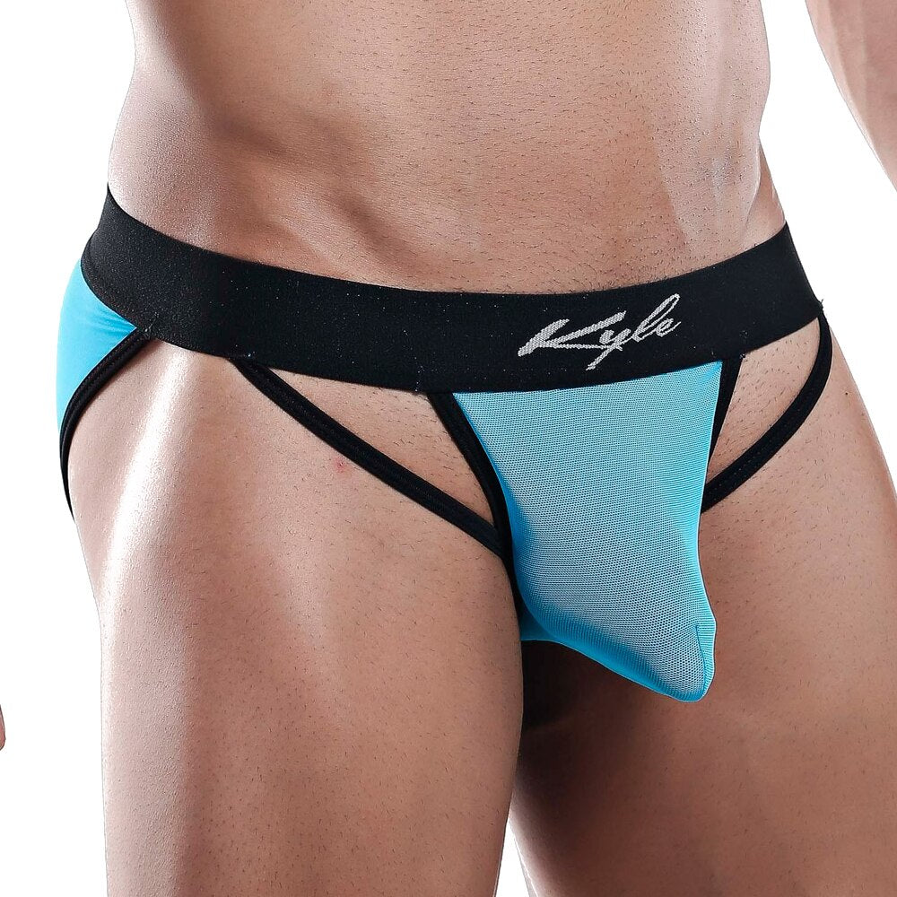 JCSTK - Kyle Male Pouch Front Bikini Brief with Peep Holes Turquoise
