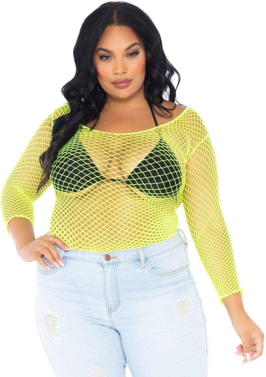 Yellow store fishnet shirt