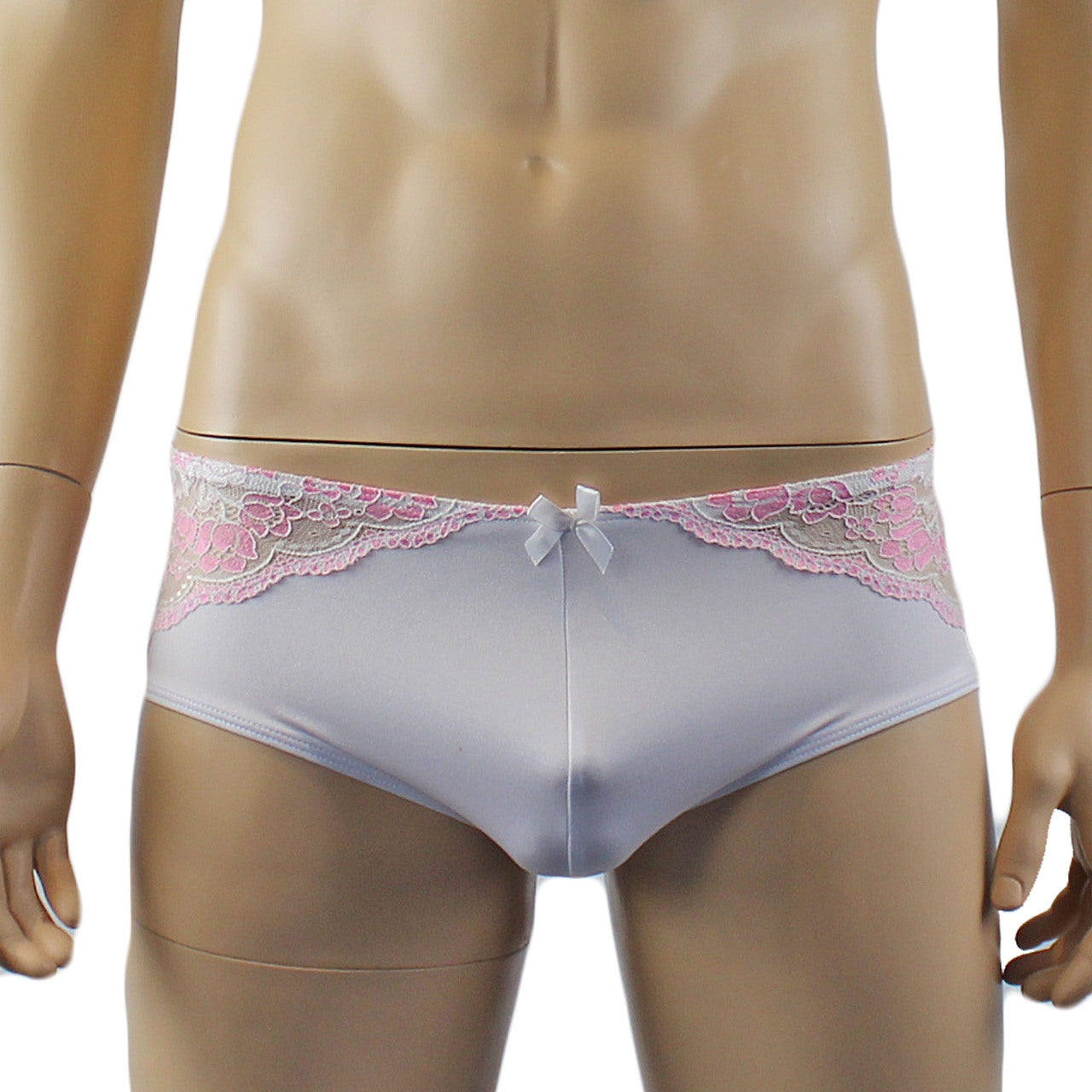 Mens Luxury Mini Bikini Brief with Detachable Garters and Stockings (white plus other colours