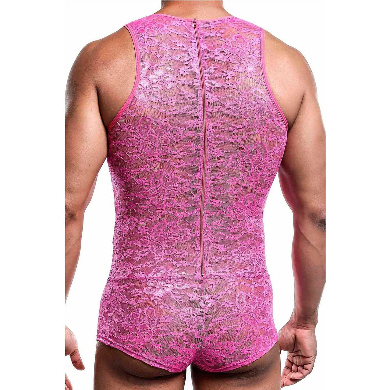 SALE - Male Basics Mens Lace Bodysuit Pink