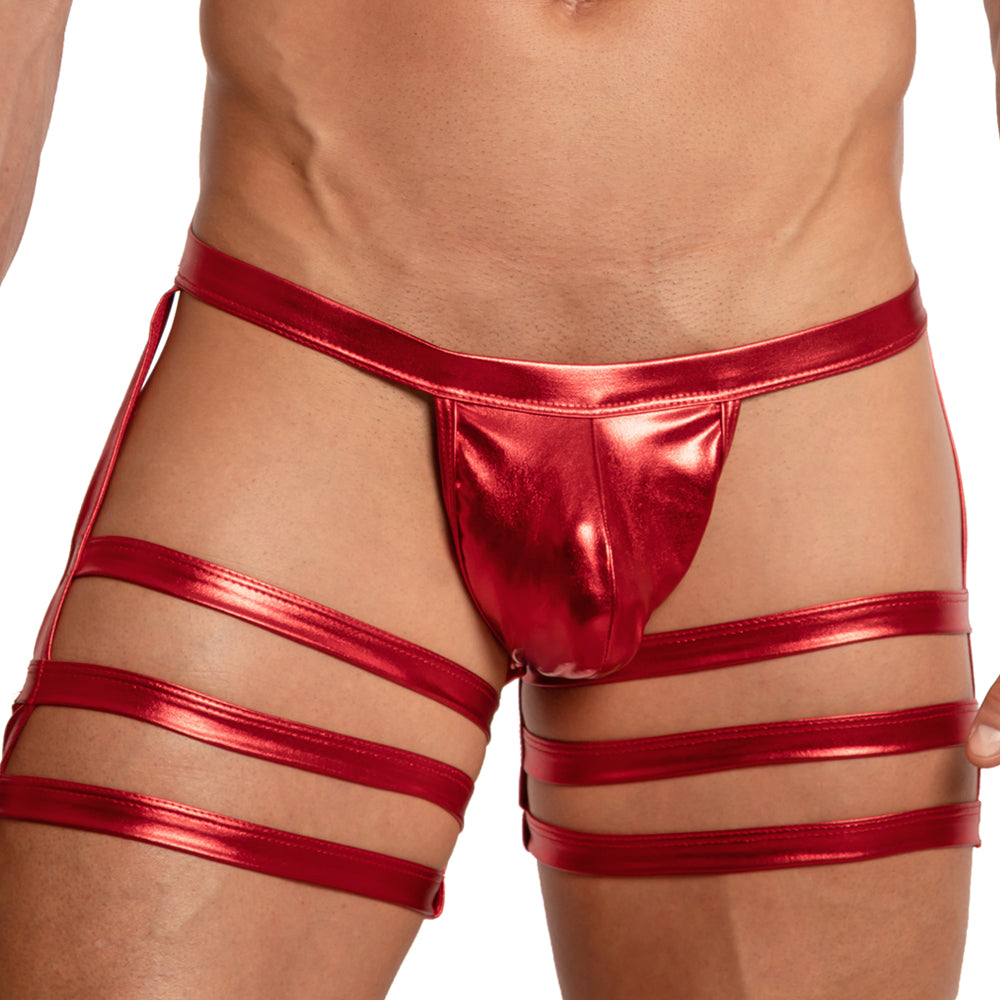 JCSTK - Miami Jock MJ-MJE049 Leg Strapped Fancy Jock Red
