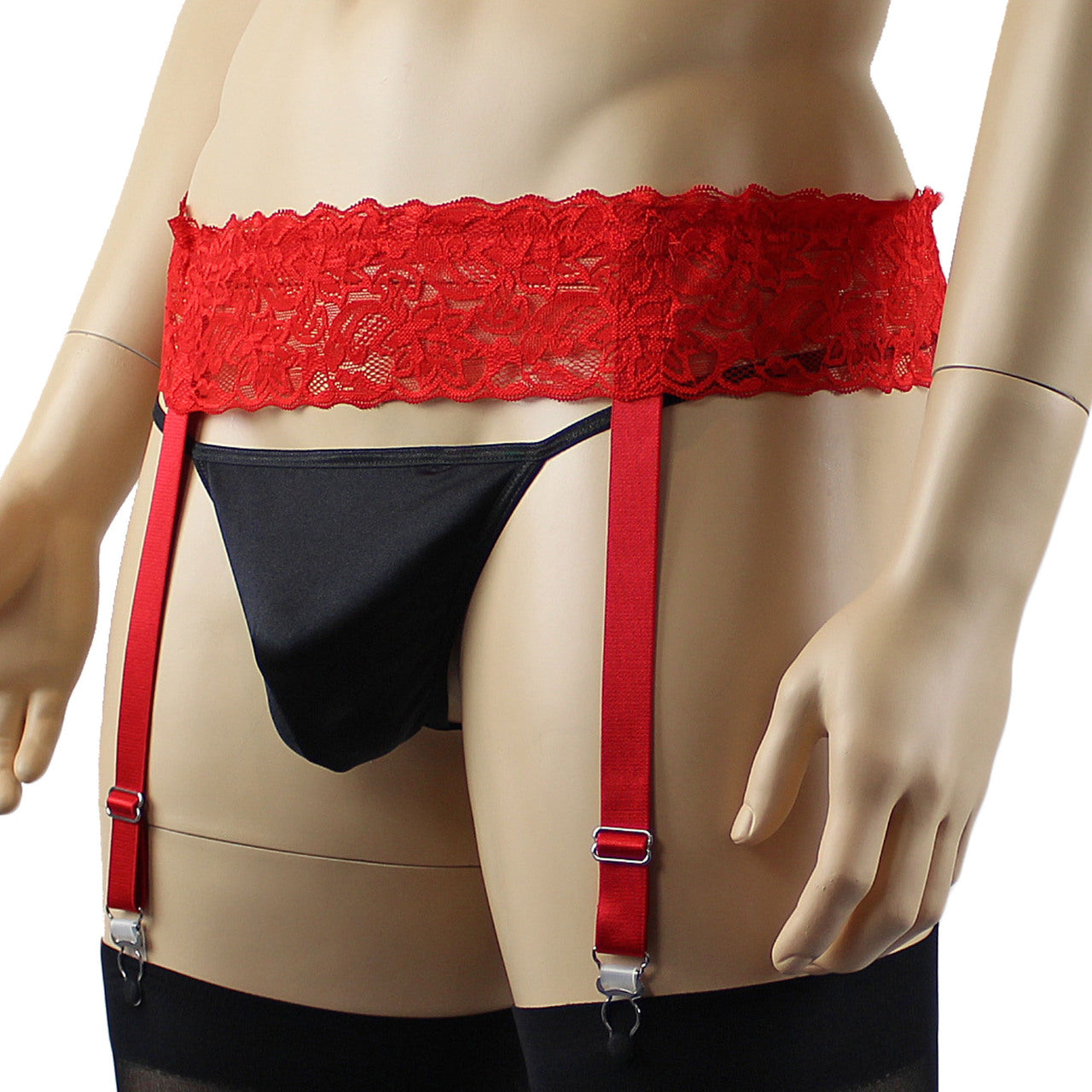 Mens Lace Garter Belt Mens Lingerie and Underwear (red plus other colours)