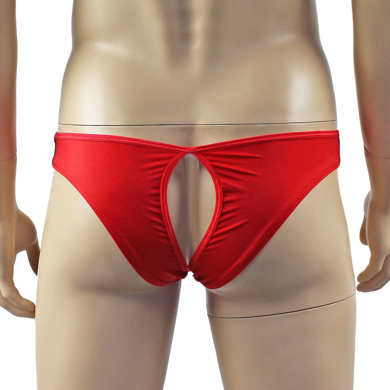 Mens Lace OPEN BACK Capri Brief, Male Panties (red plus other colours)