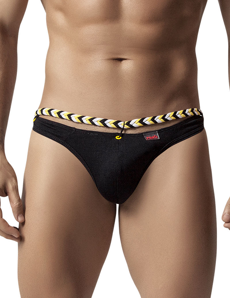 JCSTK - Mens Cygnus Thong with Braided Top Black