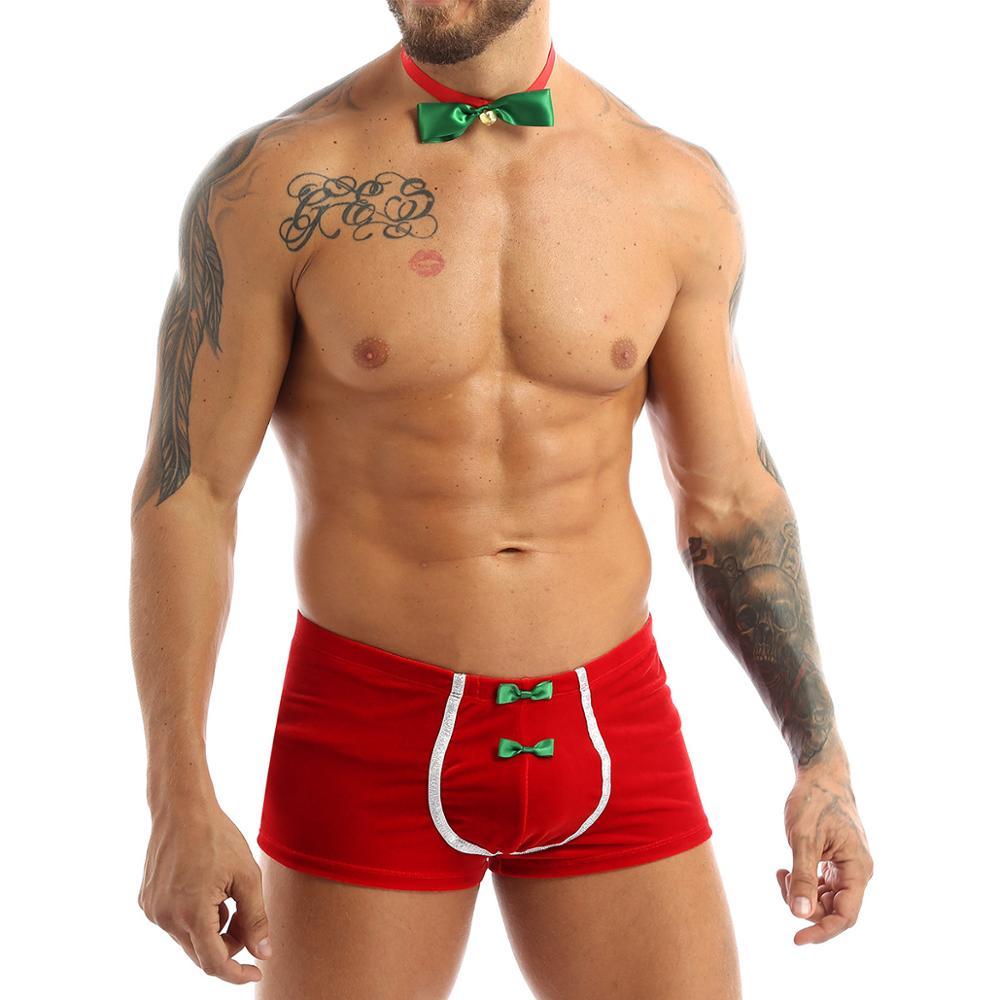 JCSTK - XMAS GIFT - Mens Sexy Christmas Costune Outfit, Santas Little Helper Red