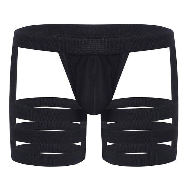 Mens Chaps Boxer Briefs with Garters & Leg Bands Black