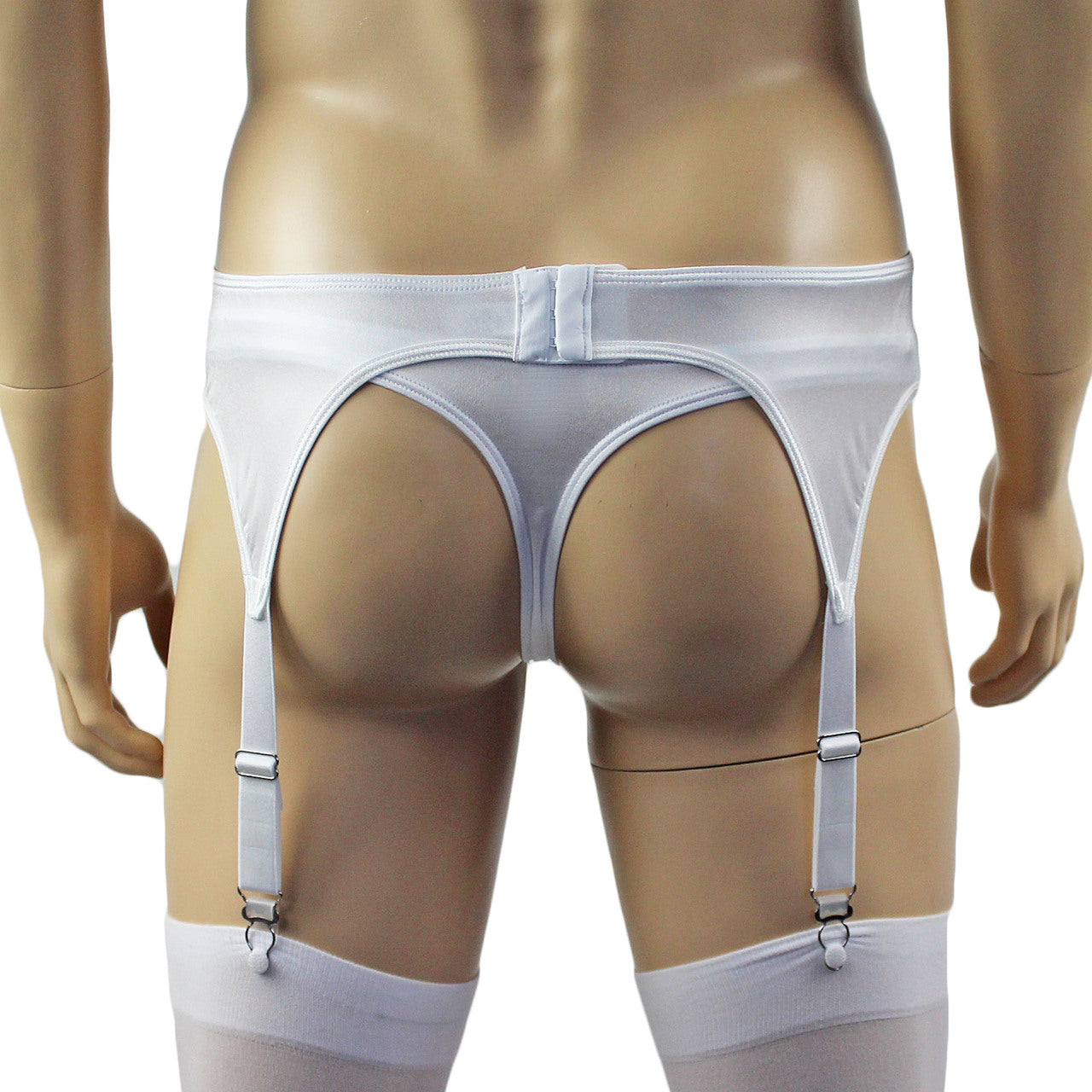 Male Romance Stretch Spandex G string Thong & Garterbelt (white plus other colours)