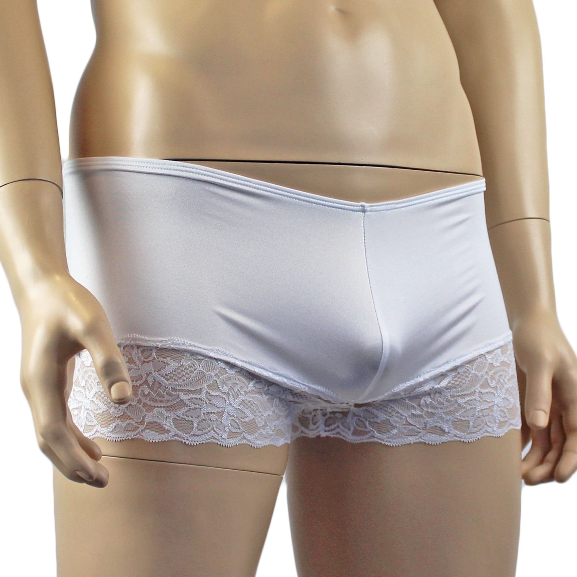 Male Romance Stretch Spandex Boxer Shorts White or Black