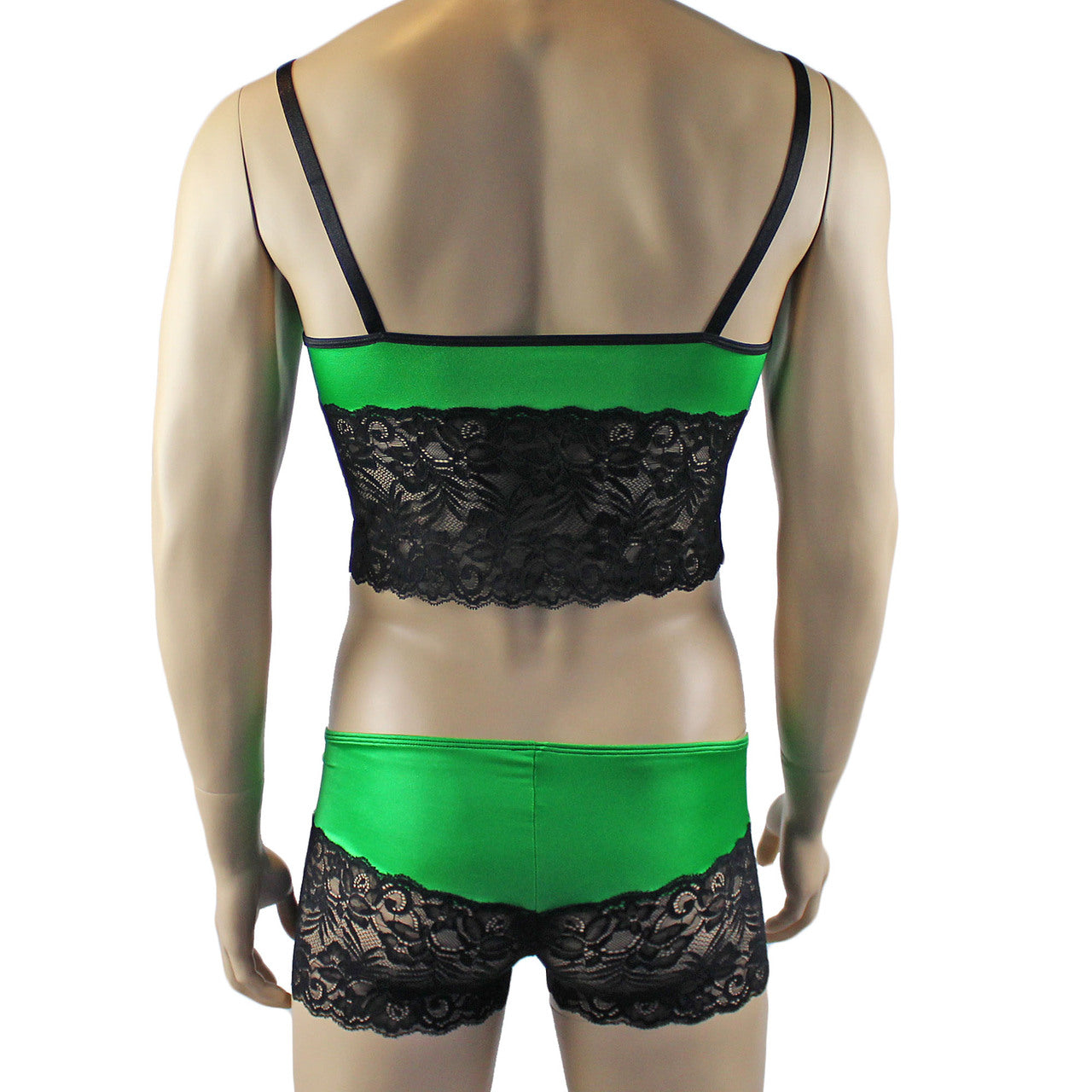 Mens Risque Camisole Top Boxer Briefs (green and black plus other colours)