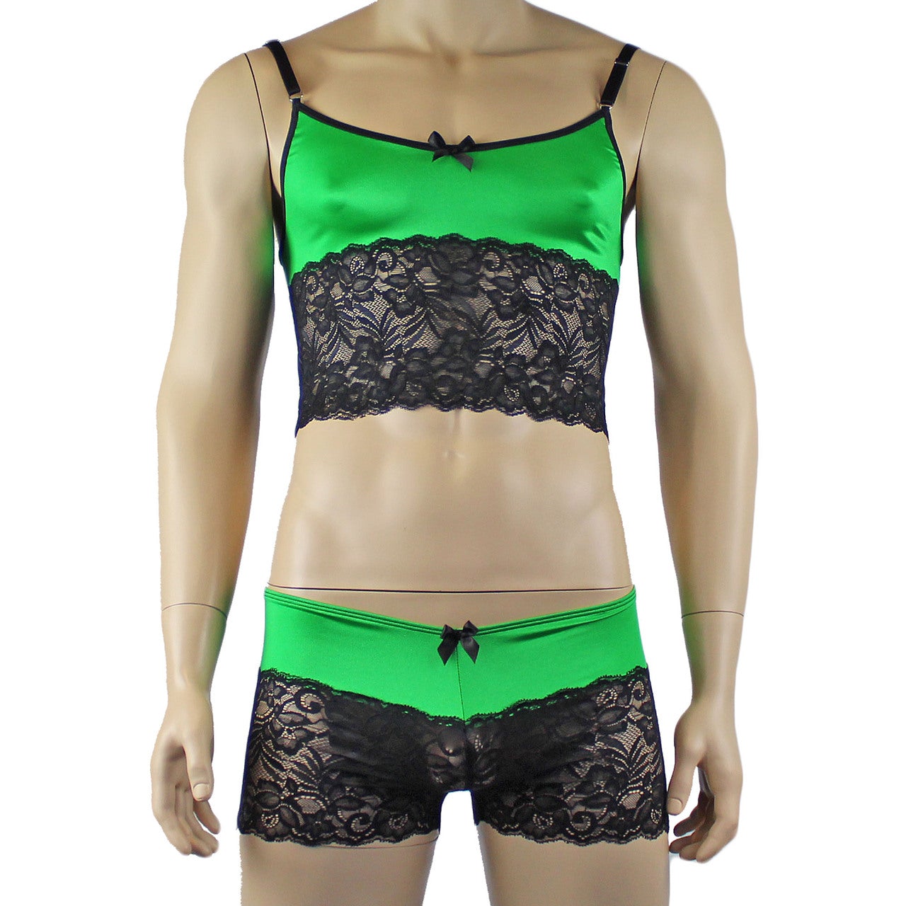 Mens Risque Camisole Top Boxer Briefs (green and black plus other colours)