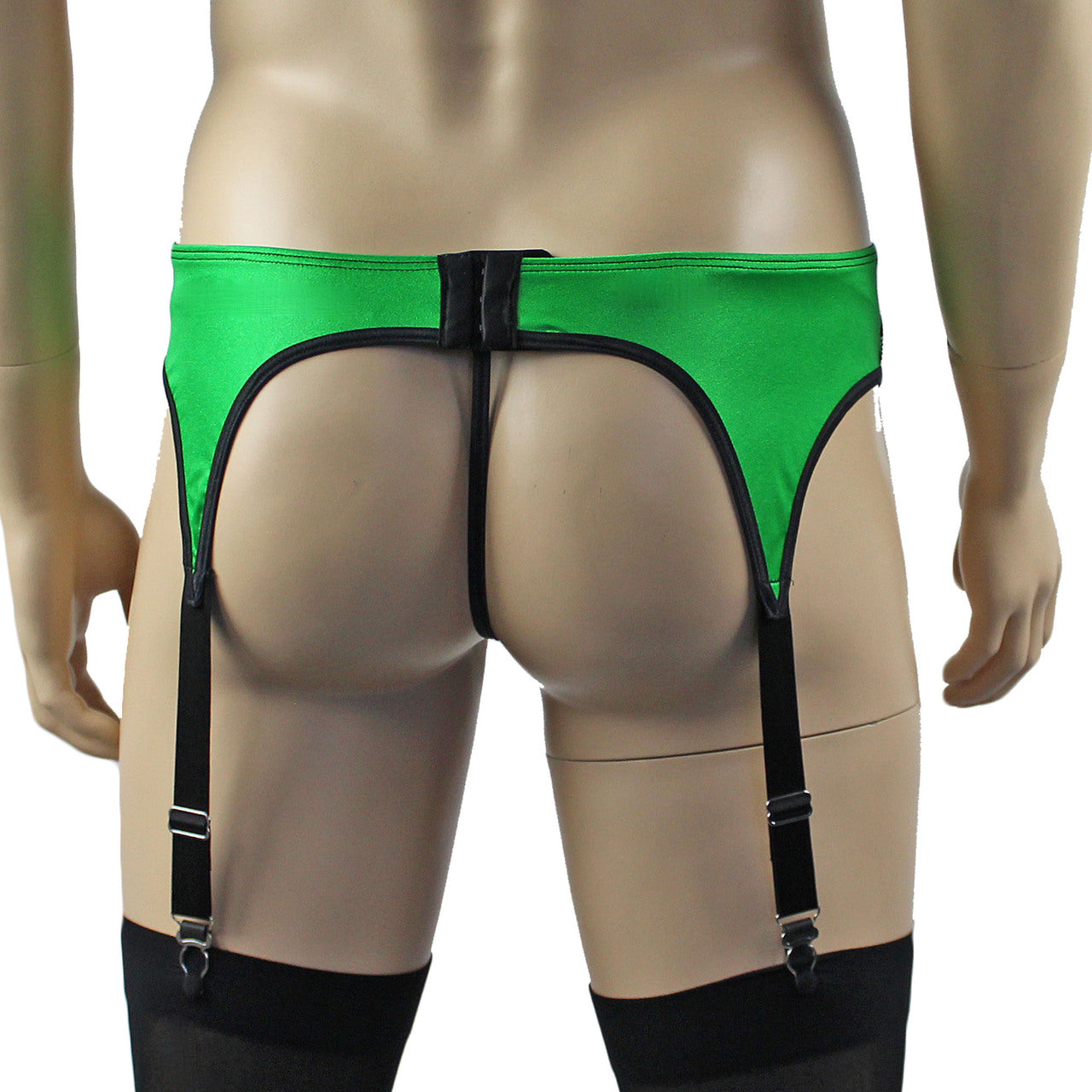 Mens Risque Garterbelt with Adjustable Garters (green and black plus other colours)