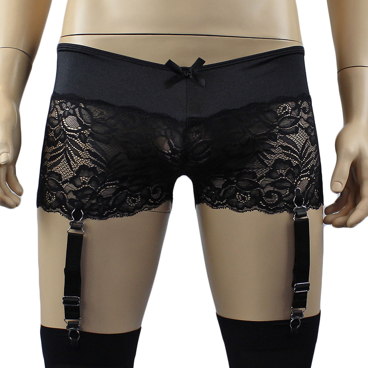Mens Risque Boxer Briefs with Detachable Garters & Stockings (black and black plus other colours)