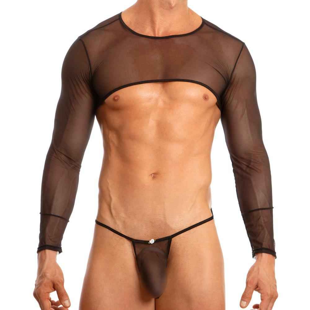JCSTK - Mens Secret Male SMX001 Crop Top with Sleeves Black
