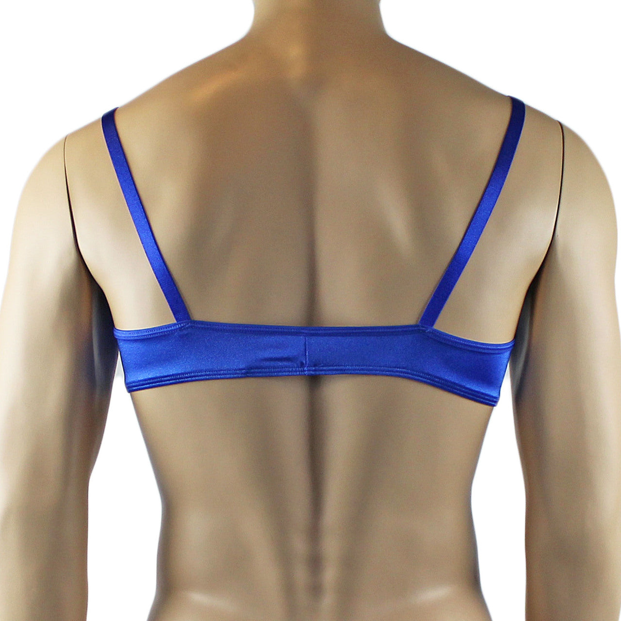Mens Stretch Silky Satin Bra Top (blue plus other colours)