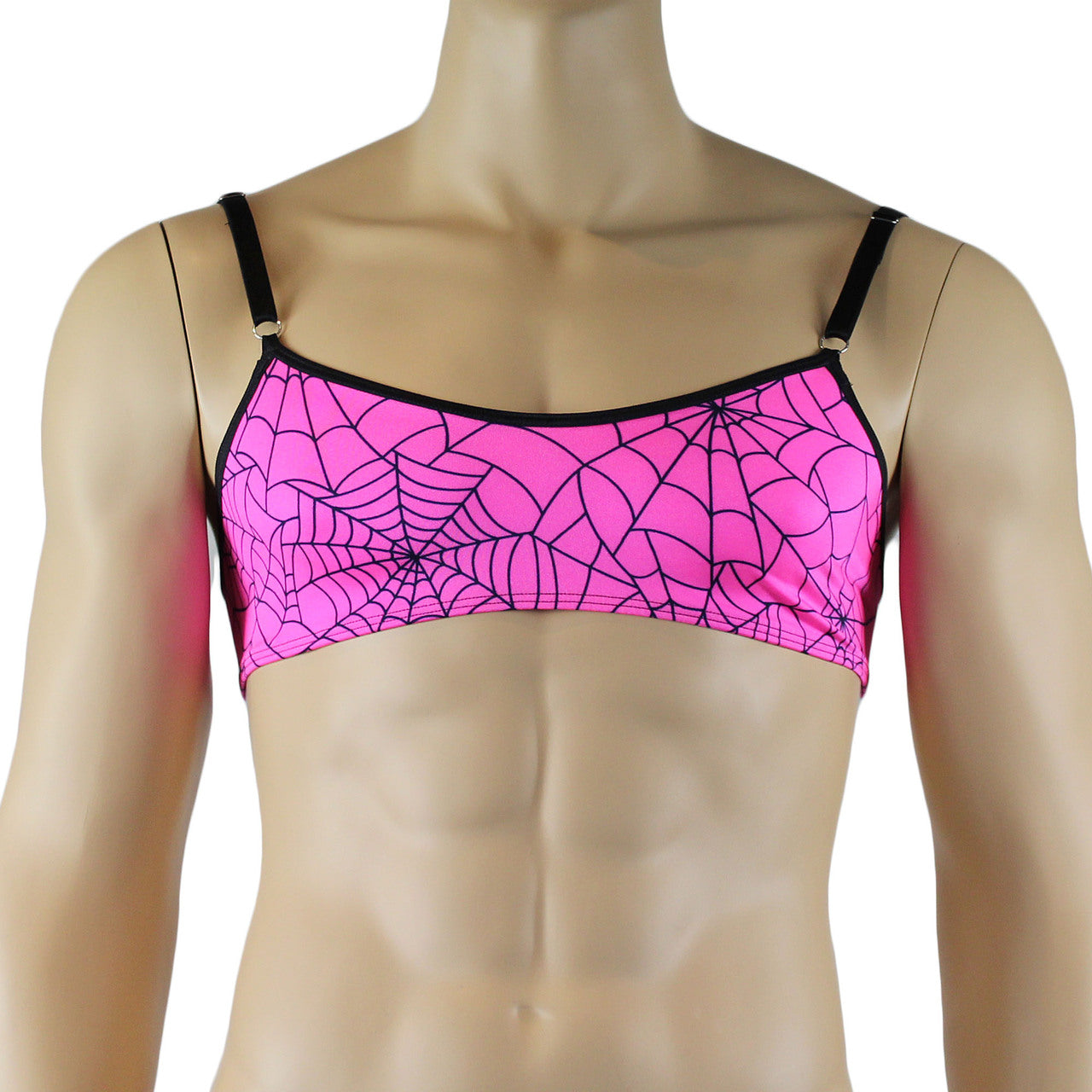 Mens Halloween Spooky Spider Web Bra Top (pink & lime colours)