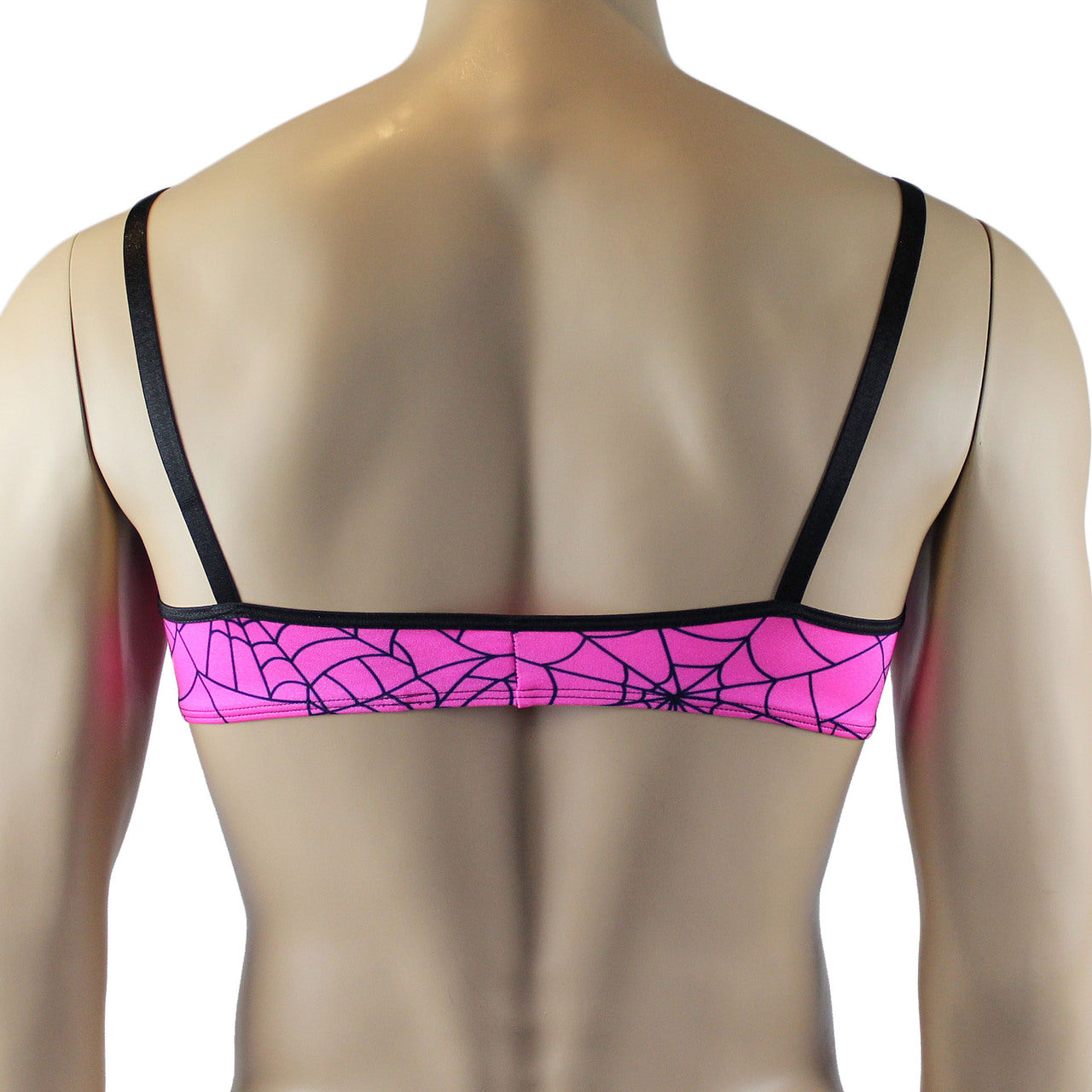 Mens Halloween Spooky Spider Web Camisole Bra Top & Mini Thong (pink & lime colours)