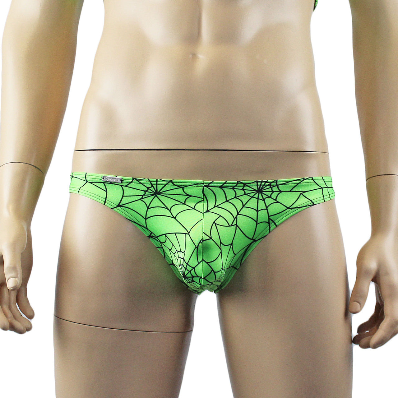 Mens Halloween Spooky Spider Web Mini Bikini Briefs (lime & pink colours)